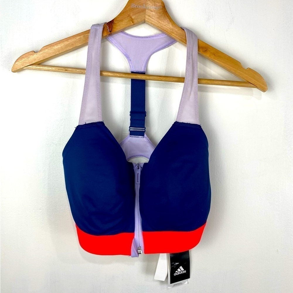 Adidas Stronger For It Swim Top Bathing Suit Bikini Top Tech Indigo Size 32D NWT